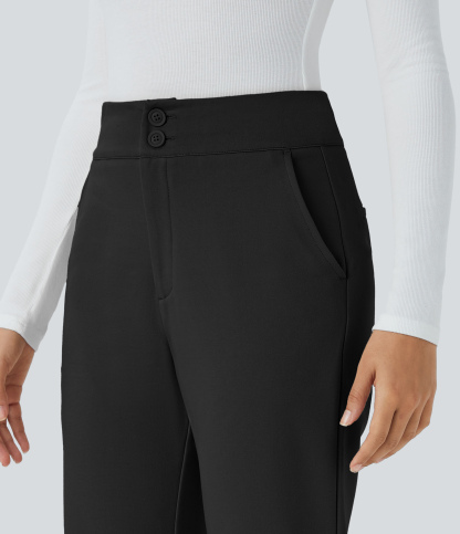 FlexHigh Waisted Zipper Pocket Slim Fit Work Pants