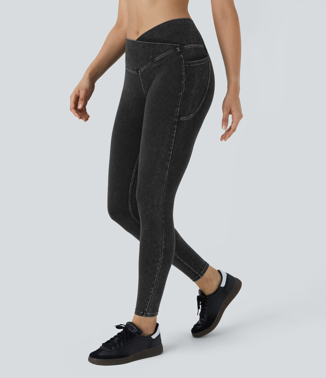 FlexCrossover Pocket Washed Denim Work Leggings