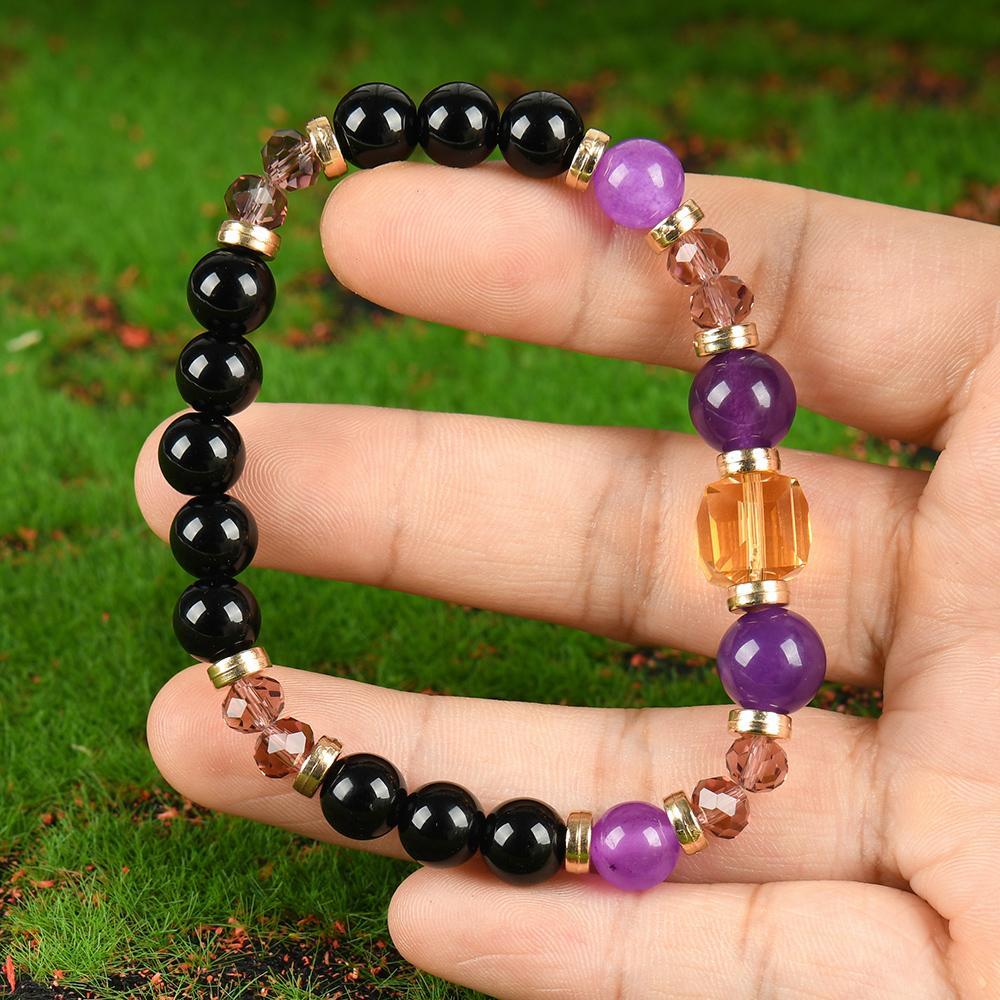 ARPURRAINA Money Attraction Prosperity & Wealth Beaded Bracelet 5.9-7.87" Citrine Stones Empathy Protection Elegant Minimalist Trendy Stack Bangle birthday gift