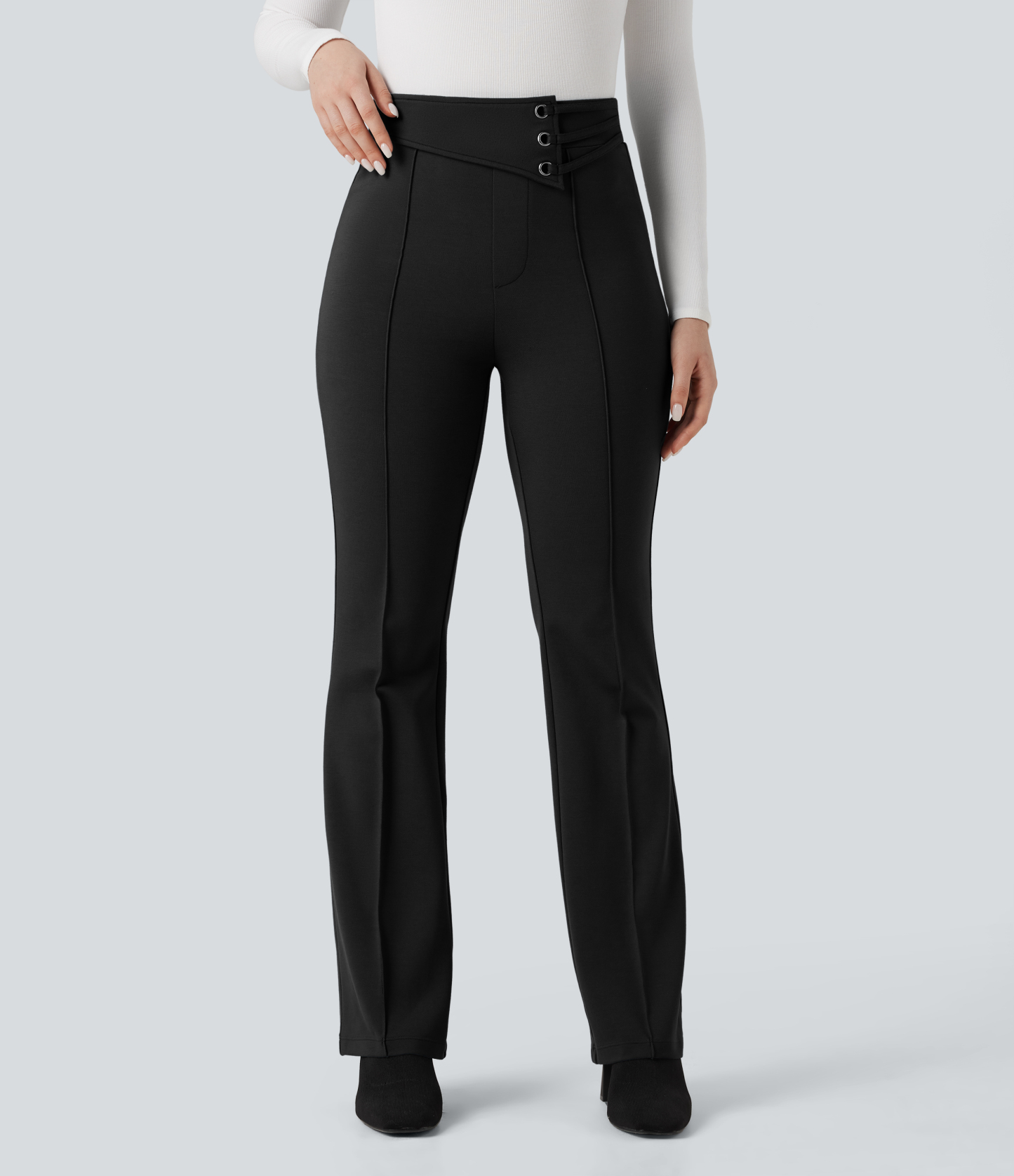 FlexHigh-waisted Work Flare Pants with Pockets