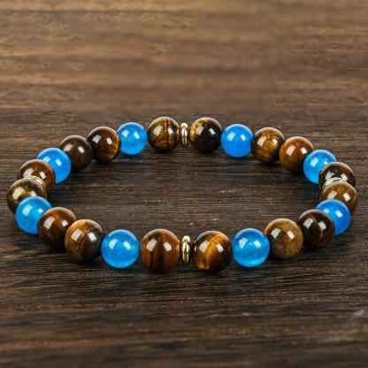 Vintage Boho Tiger Eye Stone Crystal Money Attraction Bracelet - Natural Beaded Wealth Symbol For Abundance & Prosperity, August Birthstone, Daily & Gift Occasions, Halloween Holiday - Fits All Seasons,, For Men and Women