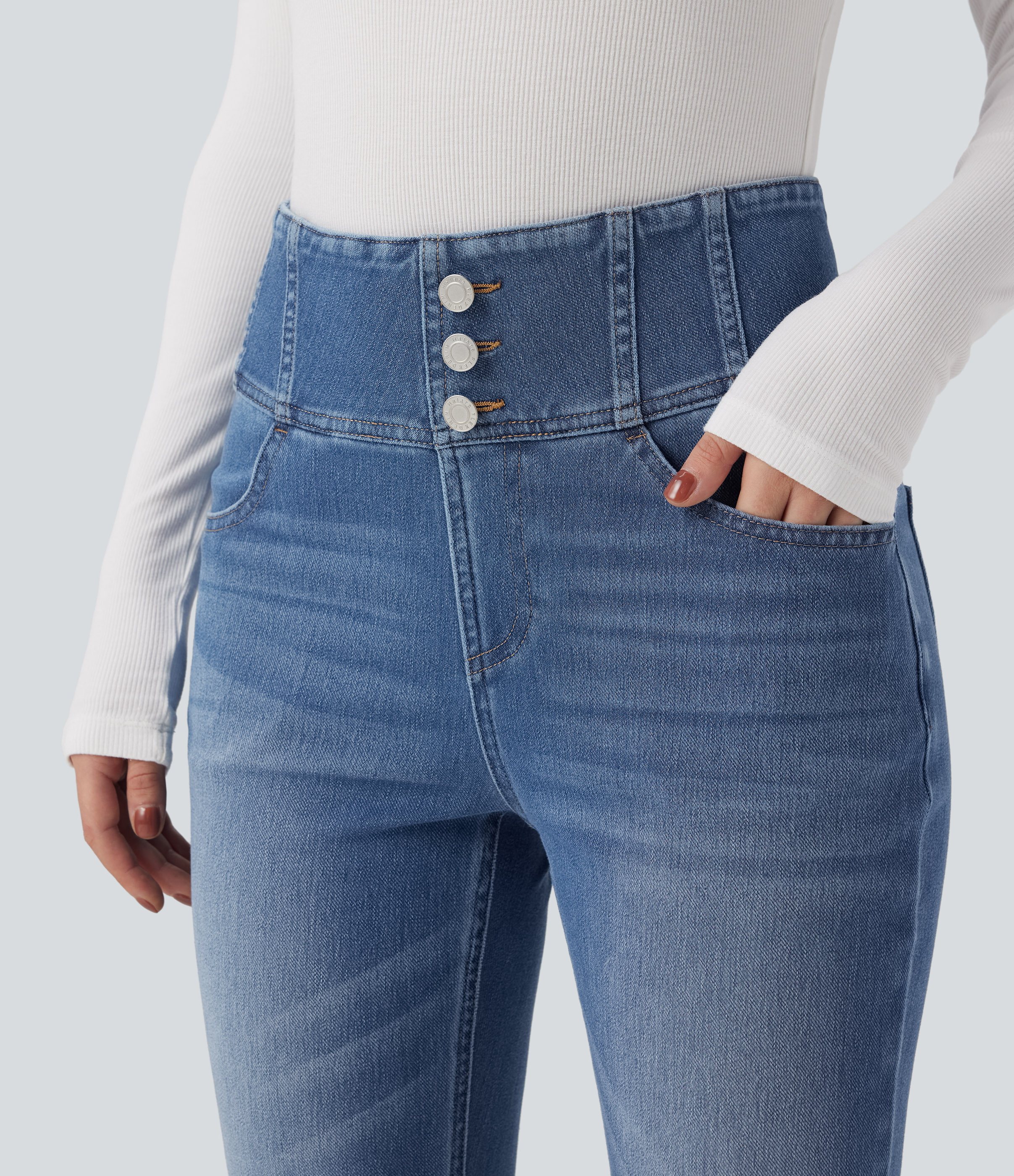 FlexHigh-waisted Casual Skinny Jeans with Pockets