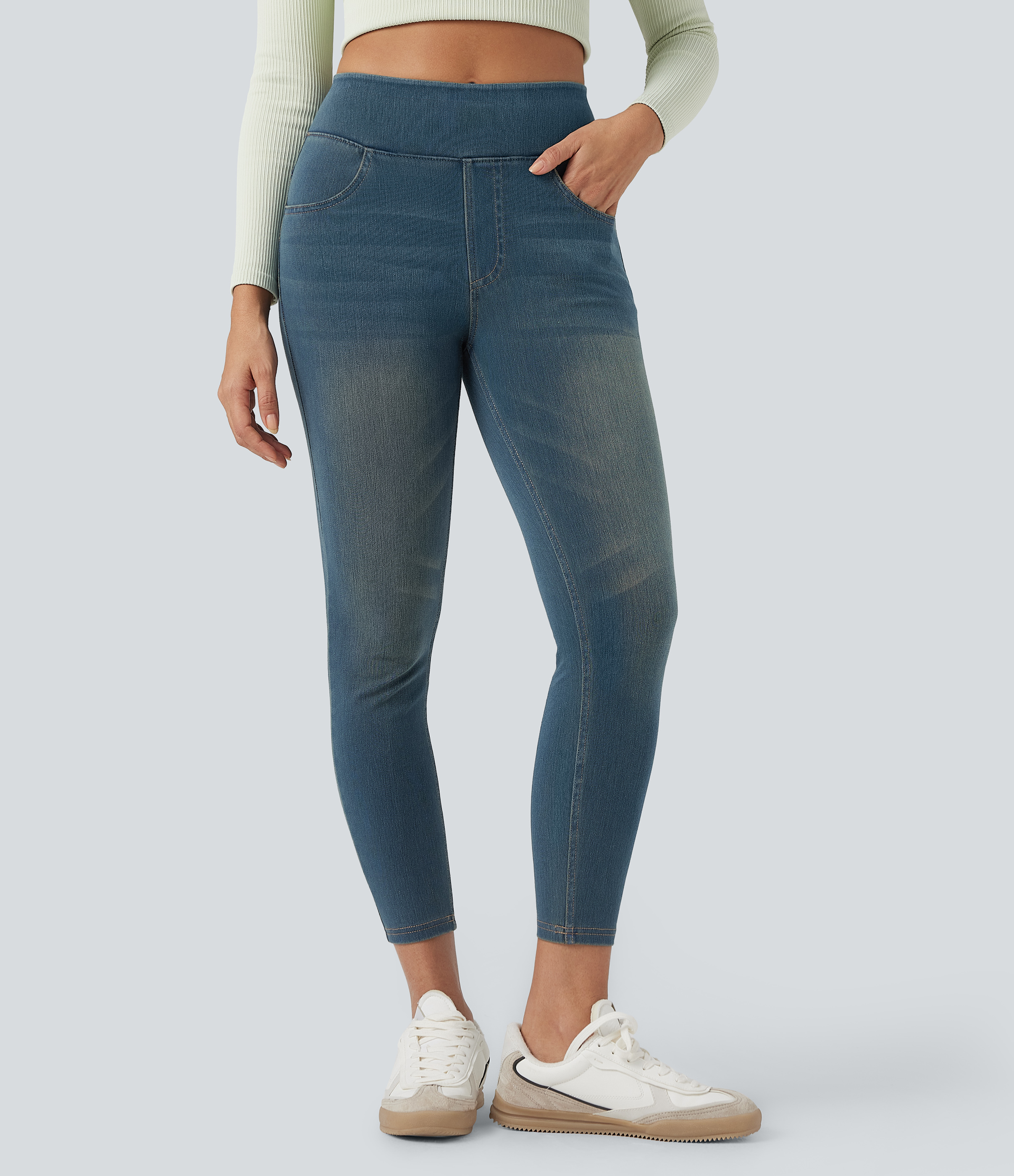 FlexHigh Waisted Pockets Denim Casual Leggings