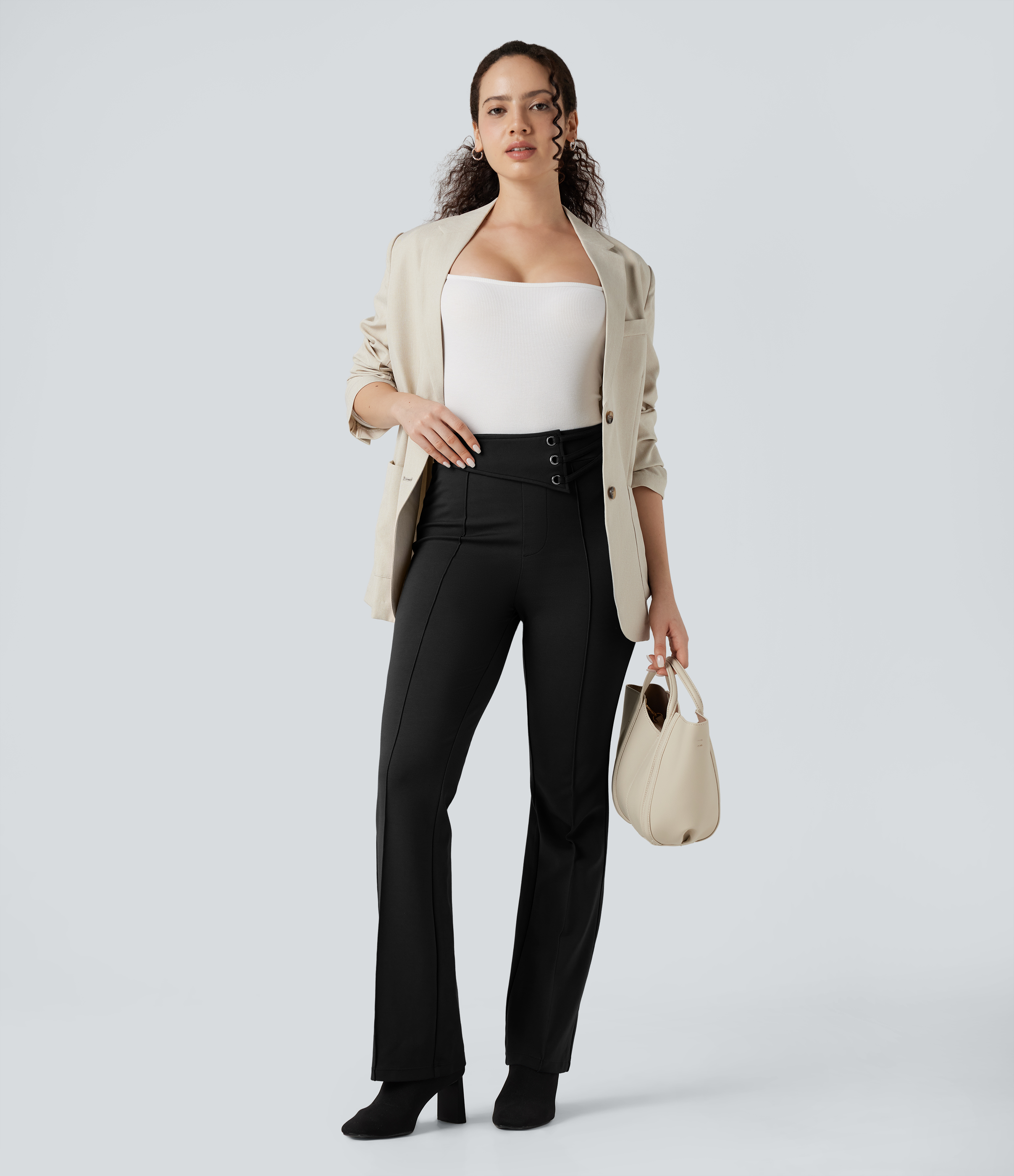 FlexHigh-waisted Work Flare Pants with Pockets