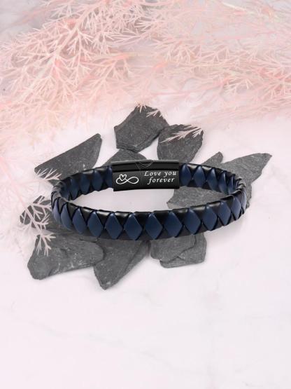 Men's Fashion Letter Pattern Braid Design Bracelet, Casual Trendy Bracelet for Party, Daily Clothing Decor, Trendy All-match & Exquisite Jewelry for Birthday Gift