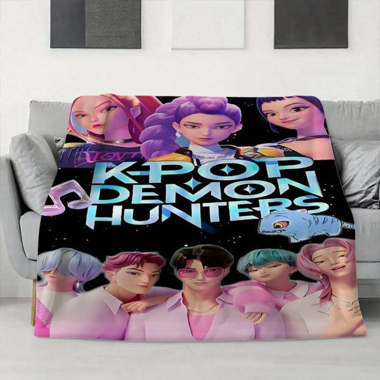 Cartoon Anime Character Blanket, Home Decor Throw, Office Nap Blanket, Sofa Blanket, Best Gift For Friends And Family,Zoey,Mira,Rumi,Huntrix,Sajaboys,Gift For Kids, Gift For Men & Women, K-POP Demon Hunters Merch