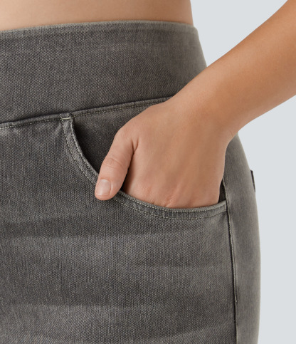 FlexHigh Waisted Pockets Baggy Wide Leg Washed Casual Plus Size Jeans