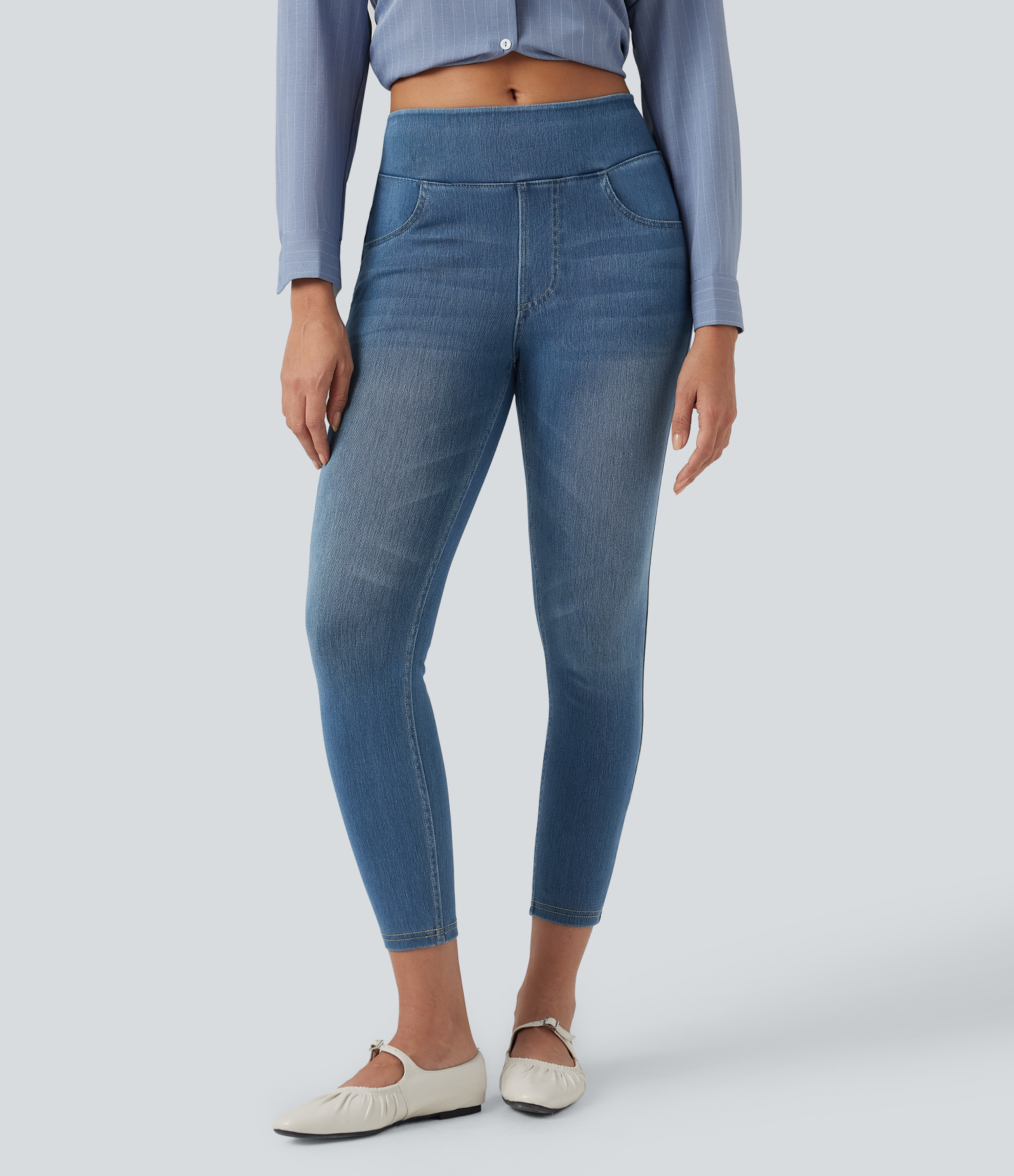 FlexHigh Waisted Pockets Denim Casual Leggings
