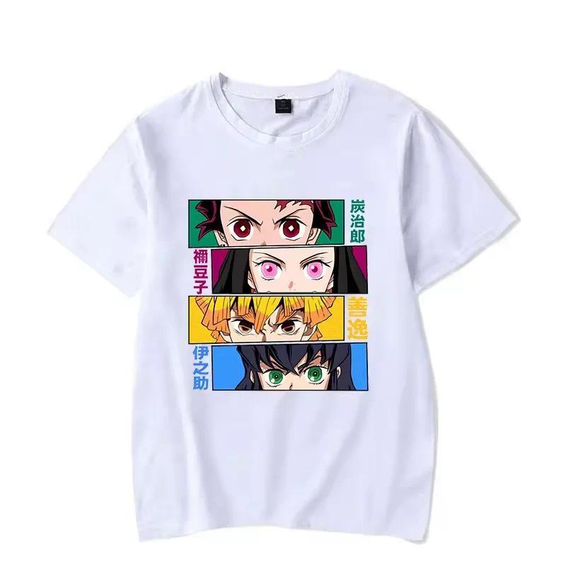Hot Anime Demon Slayer Series Printed T-shirt Women Men Harajuku Casual Oversize Fashion O-Neck Short Sleeve Unisex Top Tshirt Womenswear Streetwear Summer Crewneck
