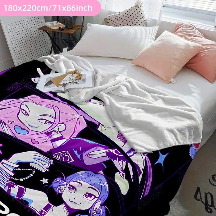 K-Pop Demon Hunter Anime Poster Blanket, Soft Flannel Shawl, Design, Home Office Camping Sofa Bed Cover, Netflix Fan Gift, Man Women Gift