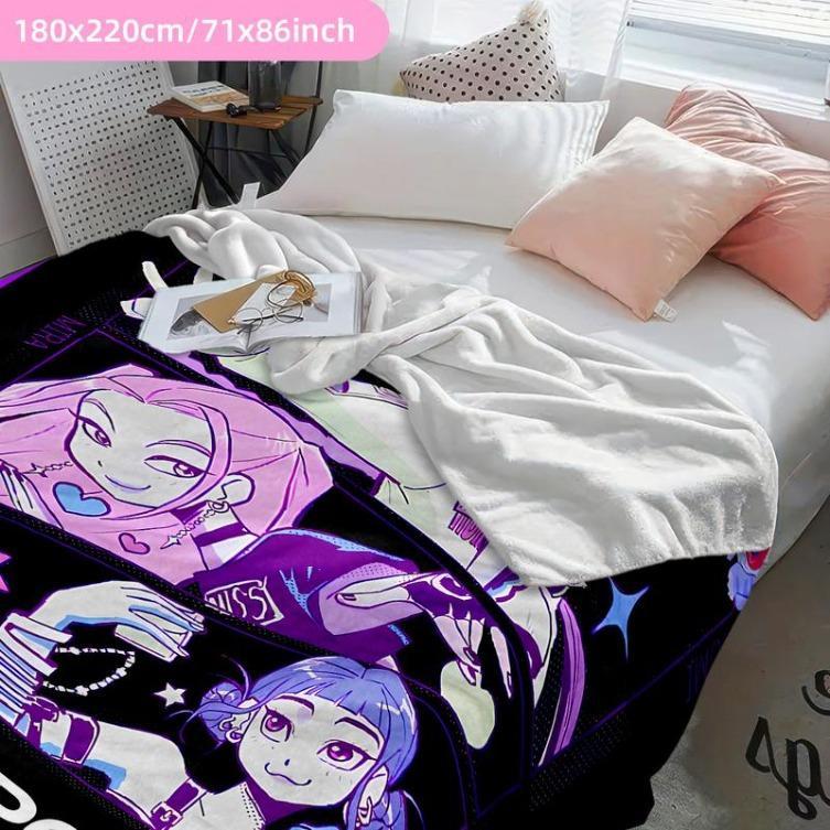K-Pop Demon Hunter Anime Poster Blanket, Soft Flannel Shawl, Design, Home Office Camping Sofa Bed Cover, Netflix Fan Gift, Man Women Gift