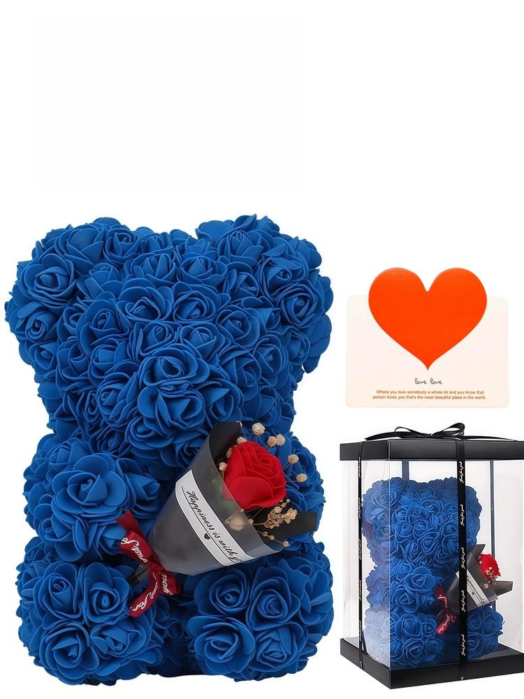 Handmade everlasting flower rose teddy bear themed gift box, ideal for dates for both men and women, must-have gift for Valentine's Day, anniversary gift or birthday gift, Halloween, Christmas bestseller