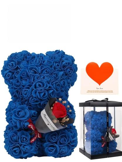 Handmade everlasting flower rose teddy bear themed gift box, ideal for dates for both men and women, must-have gift for Valentine's Day, anniversary gift or birthday gift, Halloween, Christmas bestseller