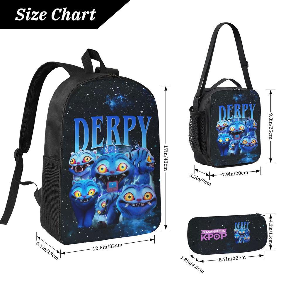 K POP DERPY SAJA BOYS Backpacks for Teens Adults 3PCS School Backpack with Lunch Box Pencil Pouch High College Travel School bag Bookbag Set