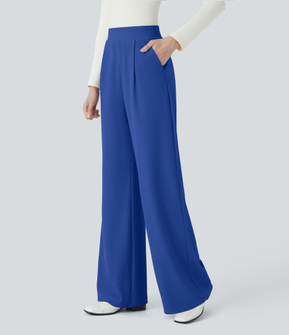 FlexHigh Waisted Body Sculpt Waist-Slimming Pocket Wide Leg Micro Waffle Work Pants