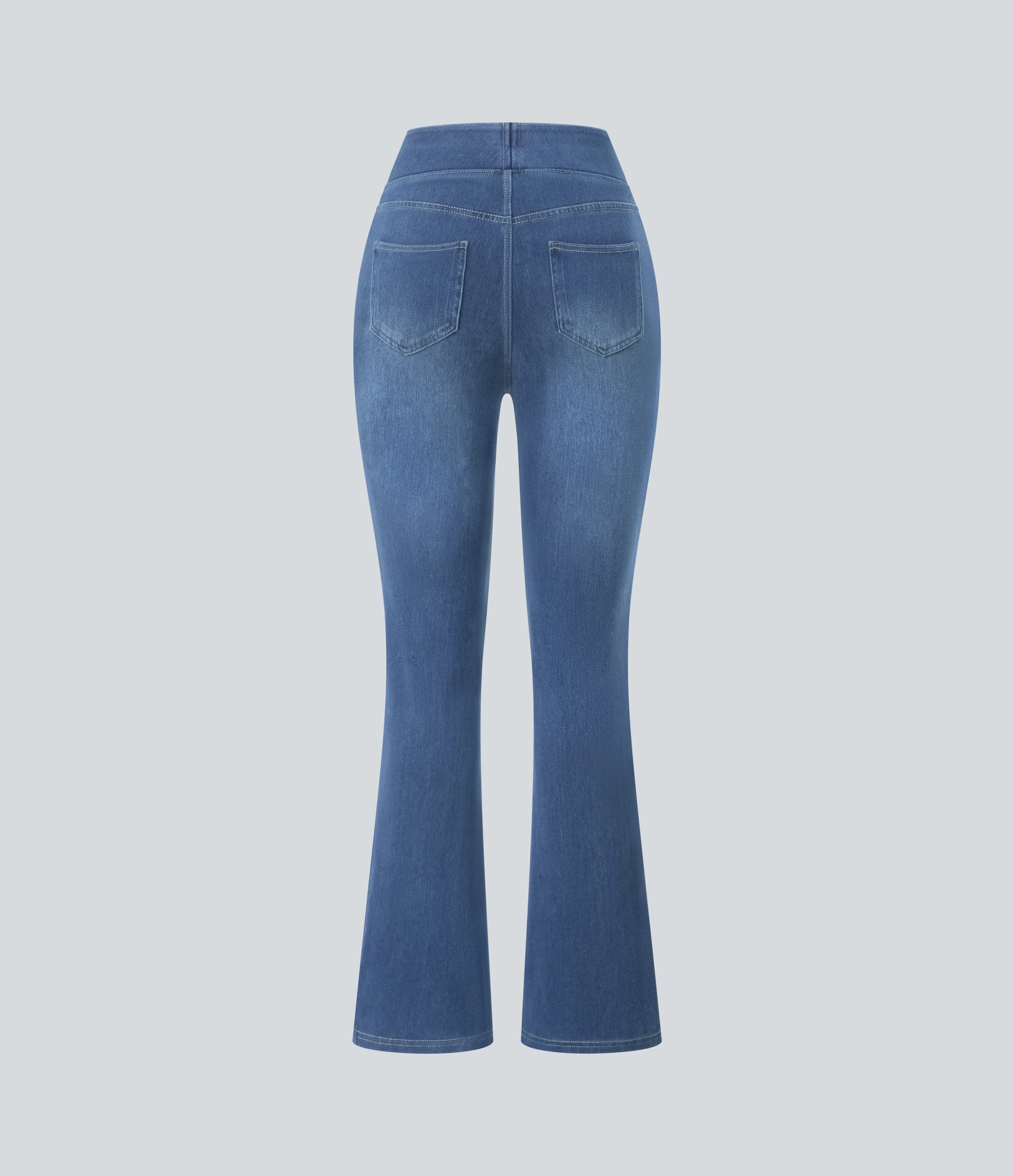 FlexHigh Waisted Pockets Washed Casual Bootcut Jeans
