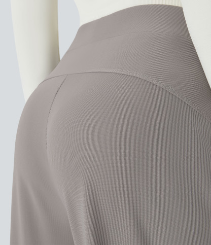 FlexHigh Waisted Body Sculpt Waist-Slimming Pocket Wide Leg Micro Waffle Work Pants