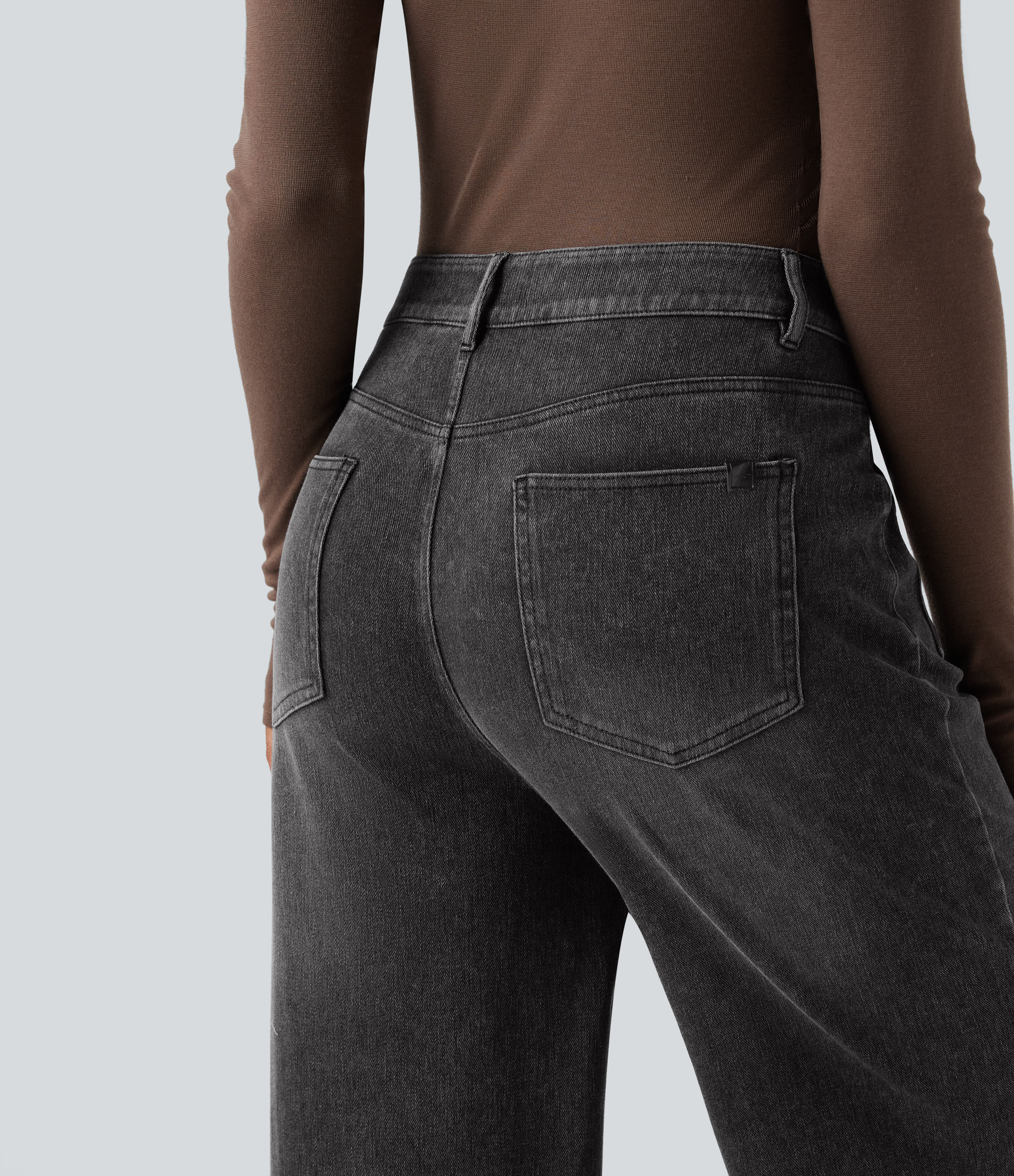 FlexMid Rise Straight Leg Casual Jeans with Pockets