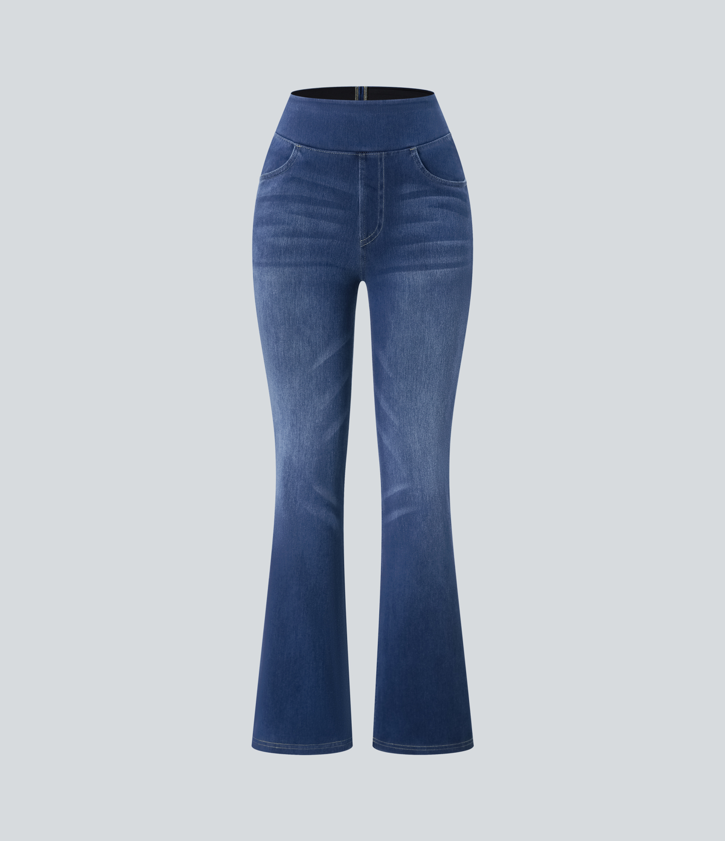 FlexHigh Waisted Pockets Washed Casual Bootcut Jeans