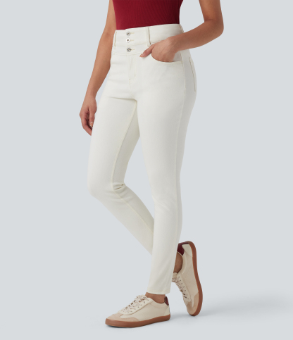 FlexHigh Waisted Zipper Pockets Casual Skinny Jeans