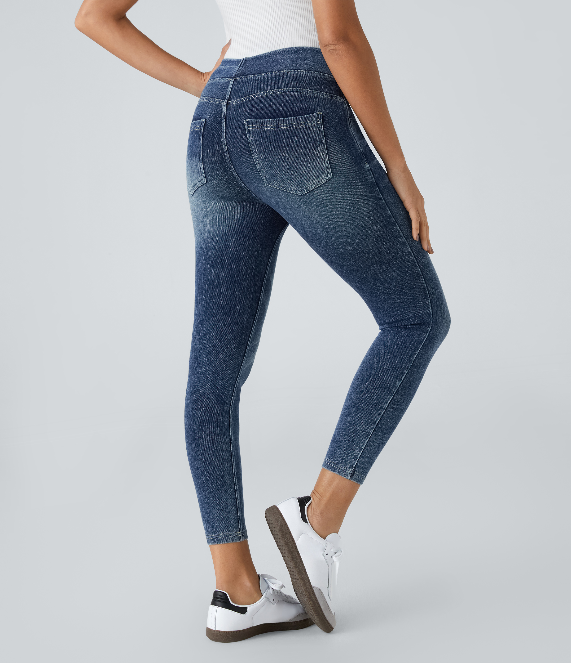 FlexHigh Waisted Pockets Denim Casual Leggings