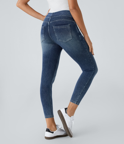 FlexHigh Waisted Pockets Denim Casual Leggings