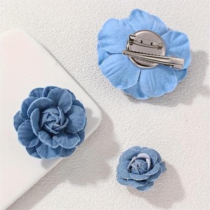 Vintage Denim Brooch Set of Three Personalized Elegance Ladies Collar Pins Unique Design Women's Fashion Jewelry