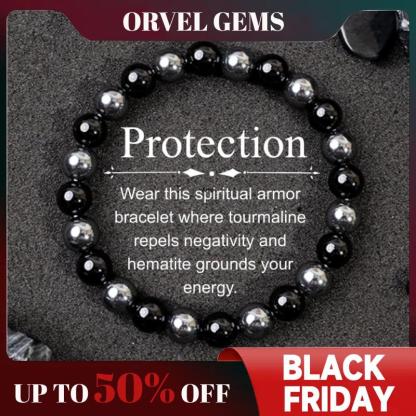 BF SALE: [1/$9.99, 3/$19.99] Protection & Memory Healing Bracelet – Black Tourmaline & Hematite 8mm Gemstone Beads | Unisex Crystal Jewelry for Men & Women | Daily Wear Grounding, Energy Shield & Halloween Protector Gift #TikTokShopBlackFriday