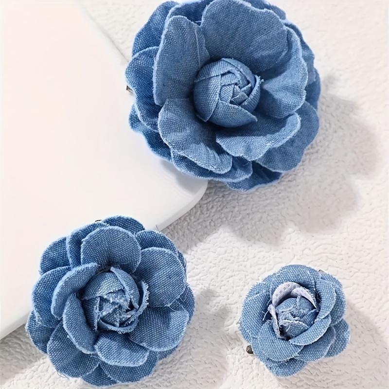 Vintage Denim Brooch Set of Three Personalized Elegance Ladies Collar Pins Unique Design Women's Fashion Jewelry
