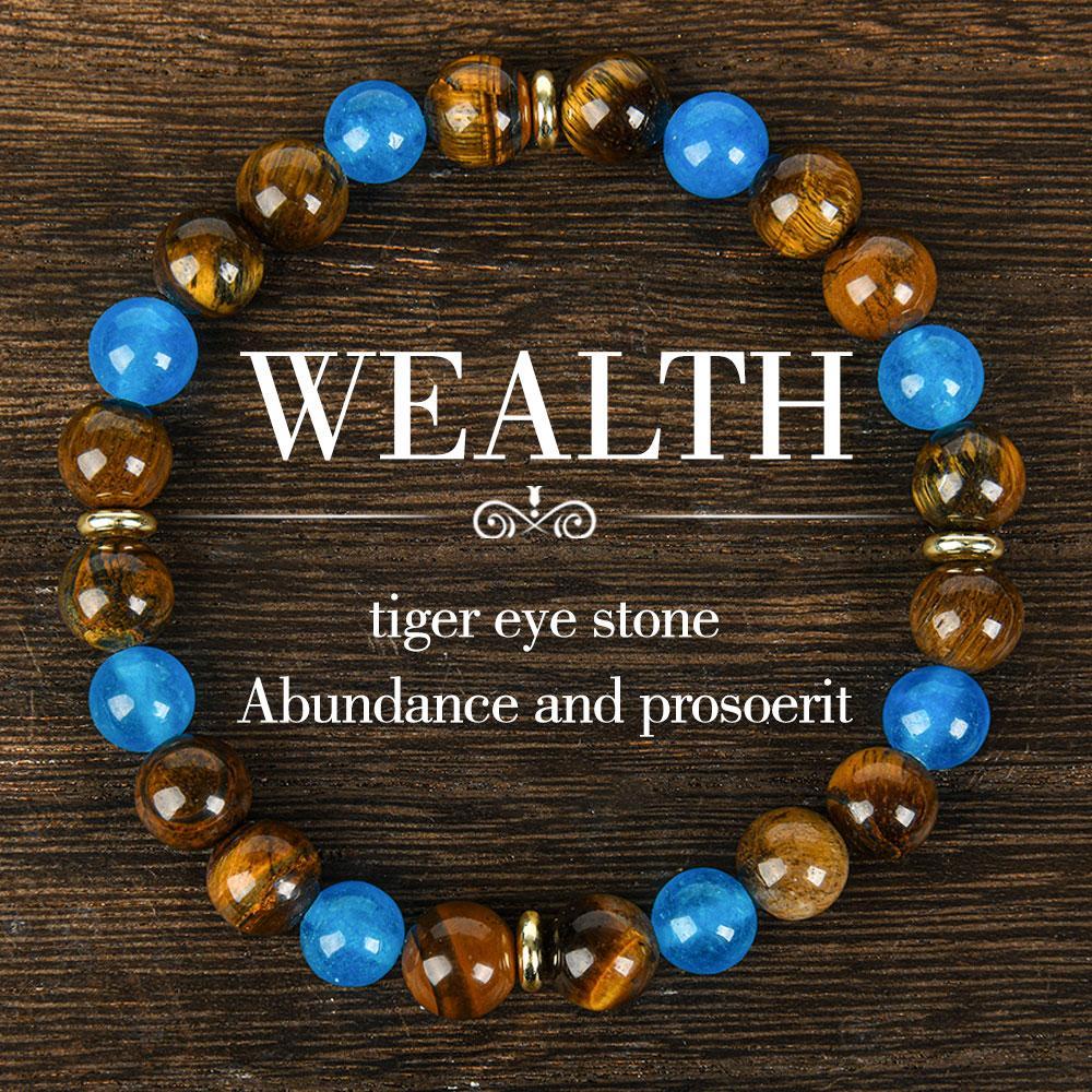 Vintage Boho Tiger Eye Stone Crystal Money Attraction Bracelet - Natural Beaded Wealth Symbol For Abundance & Prosperity, August Birthstone, Daily & Gift Occasions, Halloween Holiday - Fits All Seasons,, For Men and Women