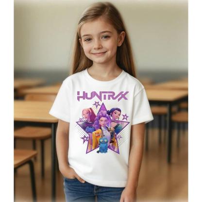 Kids Hunt-rix K-pop Demon Hunters Shirt T-Shirts Short Sleeve,Sa-ja Boy Unisex Graphic Tshirt Tees Tops,Kpop Fan Shirts Gift,Casual Soft Breathable Lightweight Tee Shirt for Boys Girls