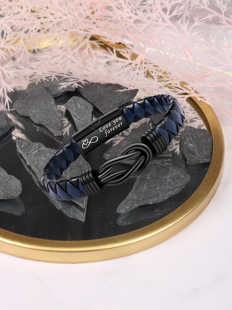 Christmas Gift Ideas for Brothers, Artificial Leather Bracelet & Necklace Set, Stocking Stuff for Brother, Casual All-Seasons Accessory for Him