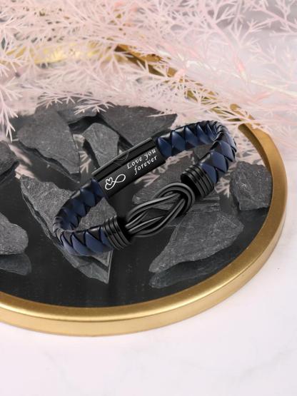 Christmas Gift Ideas for Brothers, Artificial Leather Bracelet & Necklace Set, Stocking Stuff for Brother, Casual All-Seasons Accessory for Him