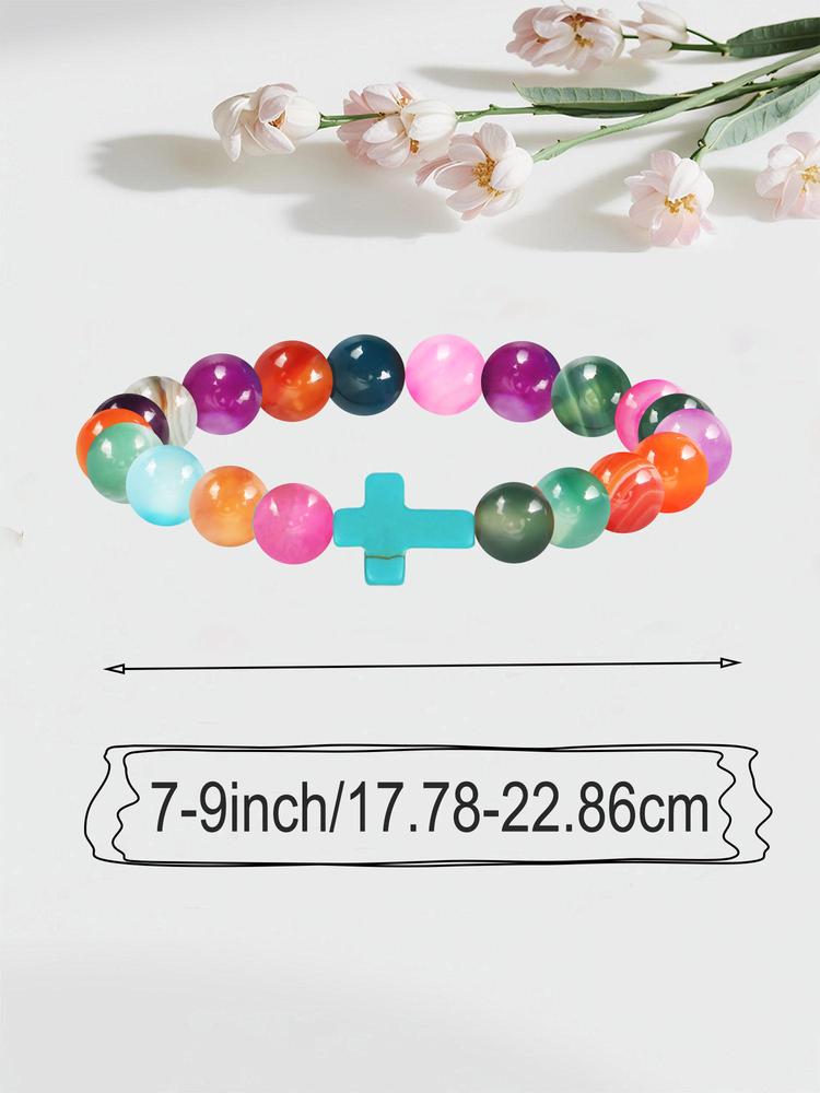 1PC Christian Christmas Gift Idea - Blue Cross Charm Bible Verse Bracelet for Bible Study, Baptism Gift for Teens, Women, Men | Inspirational Faith Jewelry