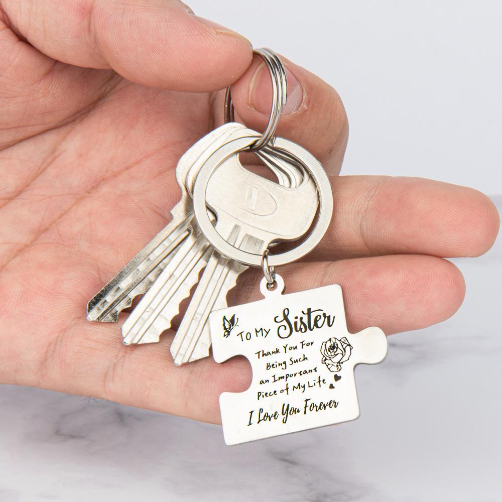 2 Pcs "To My Sister" Stainless Steel Round Keychain - A Heartfelt Gift, Wallet Accessory, Durable, Rust-resistant, Engraved With Message Key Ring, Easy To Attach, Perfect Gift For Siblings, Family, Or Friends