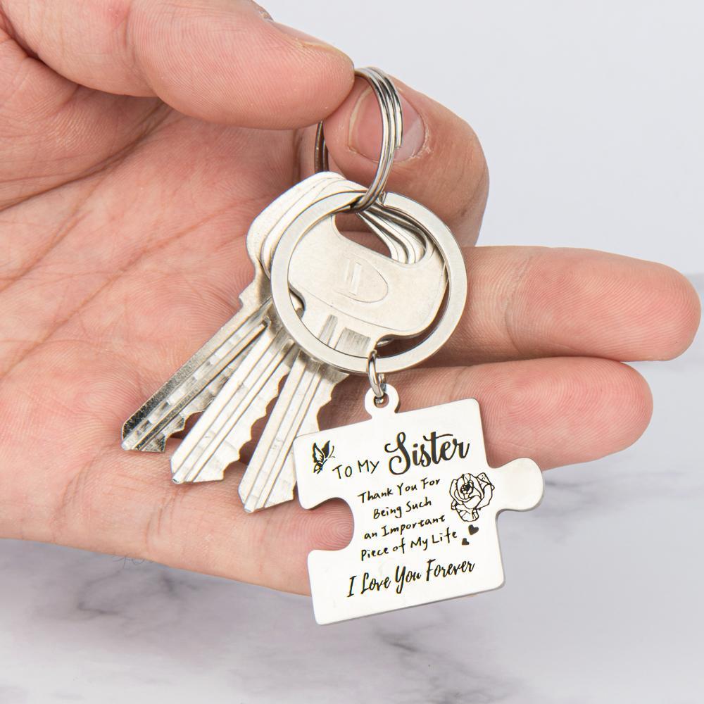 2 Pcs "To My Sister" Stainless Steel Round Keychain - A Heartfelt Gift, Wallet Accessory, Durable, Rust-resistant, Engraved With Message Key Ring, Easy To Attach, Perfect Gift For Siblings, Family, Or Friends