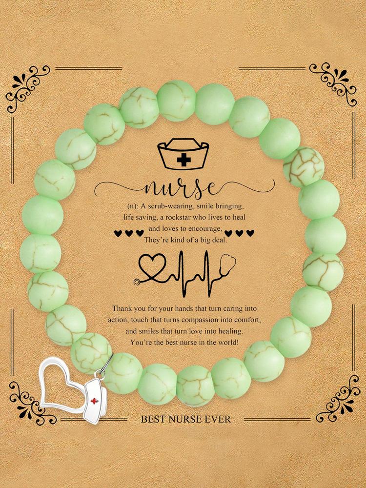 1PC Mother's Day Gift Fashion Nurse Cap Beaded Bracelet Gift for Nurse, Nurses' Day Gift Elegant Tribute to Healthcare Angels, Nursing Student Keepsake - Stylish Minimalist Medical Symbol Jewelry