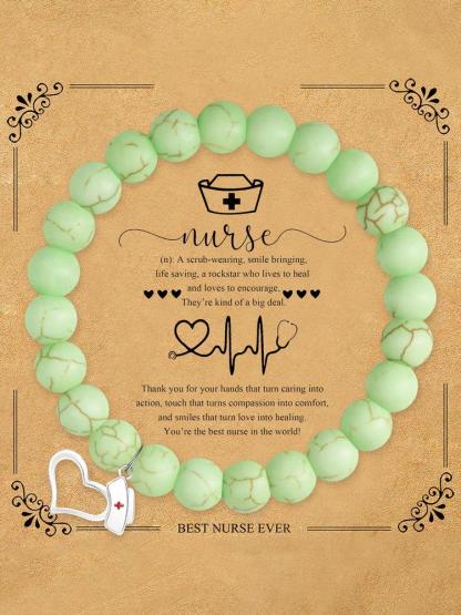 1PC Mother's Day Gift Fashion Nurse Cap Beaded Bracelet Gift for Nurse, Nurses' Day Gift Elegant Tribute to Healthcare Angels, Nursing Student Keepsake - Stylish Minimalist Medical Symbol Jewelry