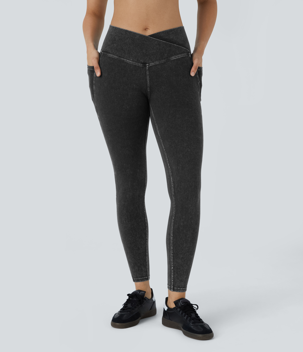 FlexCrossover Pocket Washed Denim Work Leggings