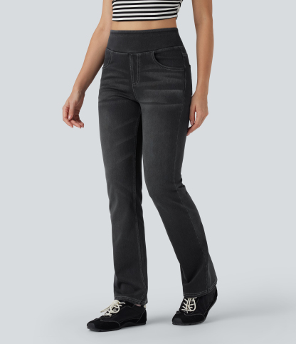 FlexHigh Waisted Washed Casual Bootcut Jeans with Pockets