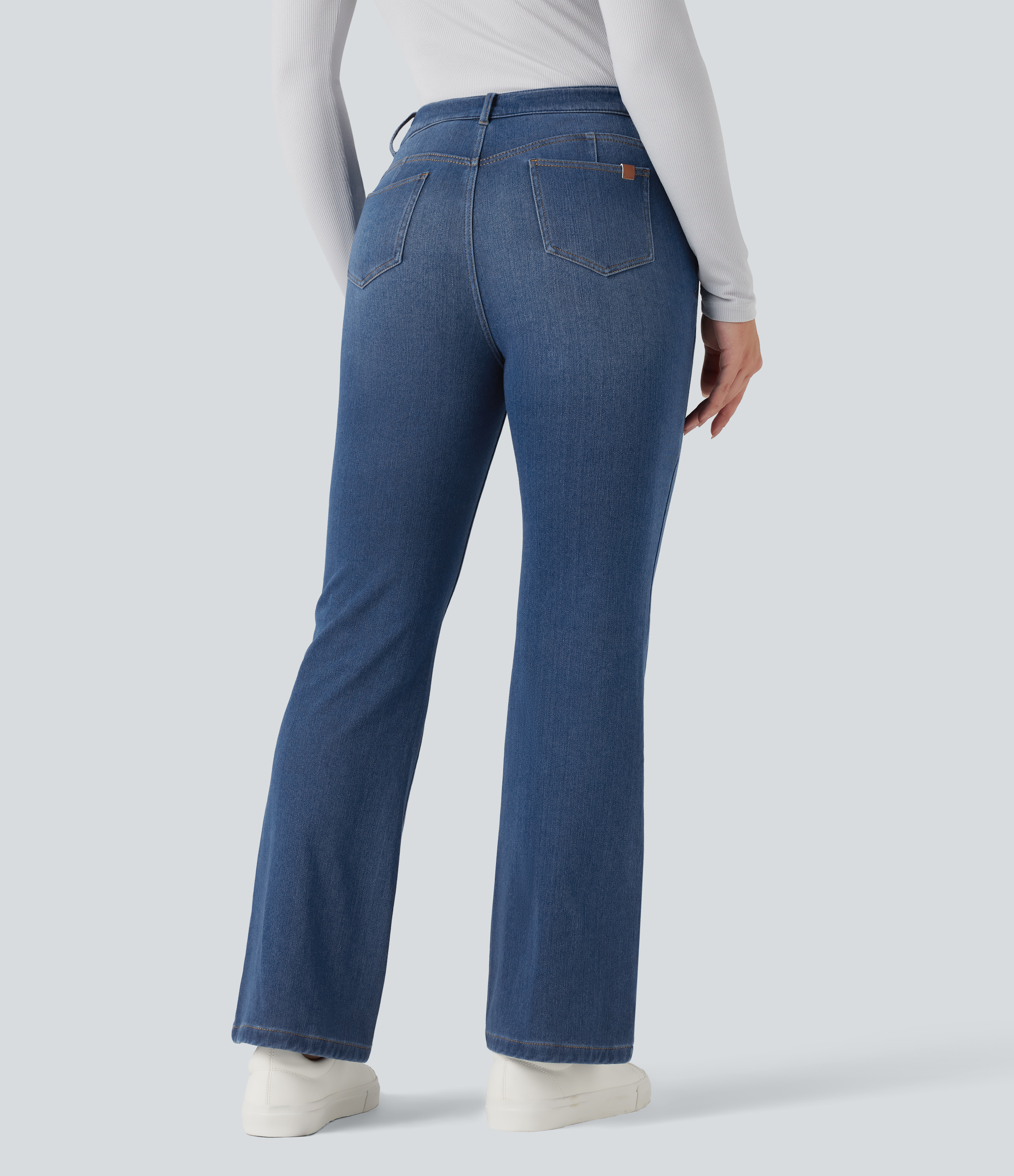 FlexMid Rise Casual Flare Jeans with Pockets