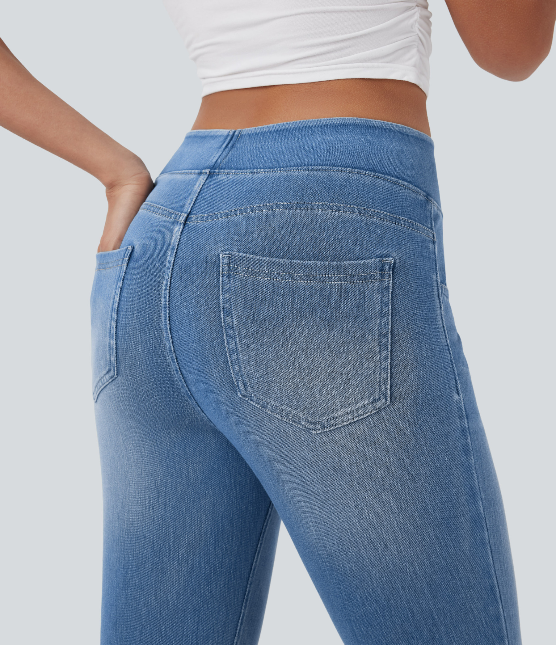 FlexHigh Waisted Pockets Denim Casual Leggings
