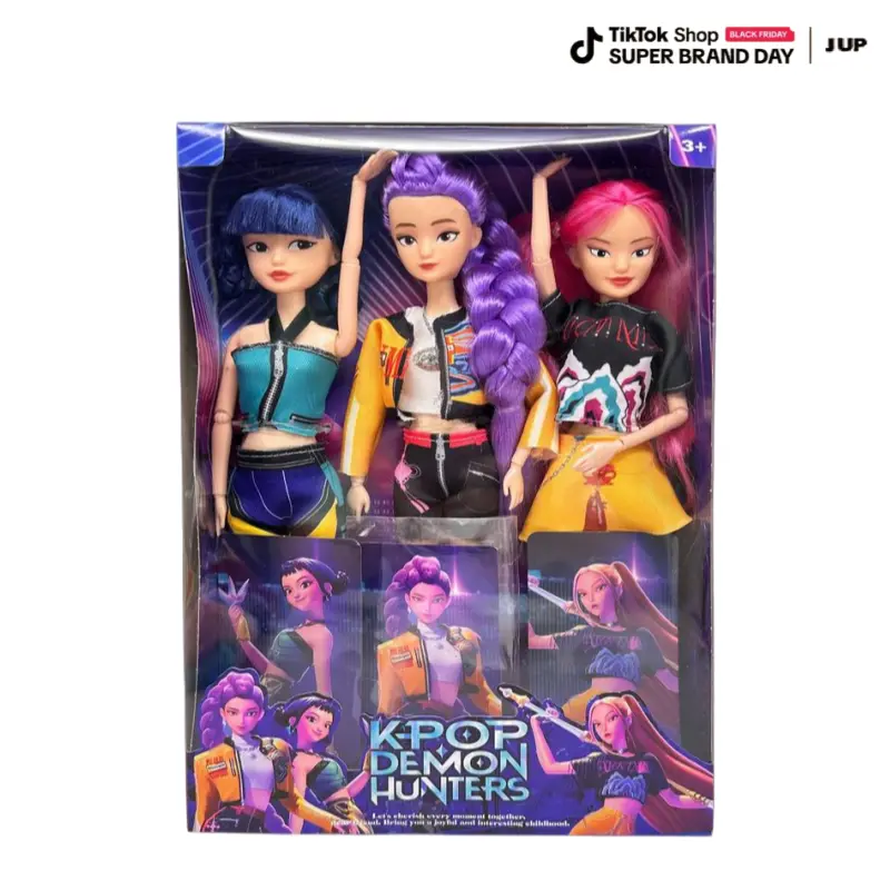 [Christmas gift] K-pop Demon Hunters Anime Action Figure Doll Set of 3 Rumi Mira Zoey 11.5-12 Inches Joint Movable Collectible Dolls for Fans Kids Desk Display Halloween