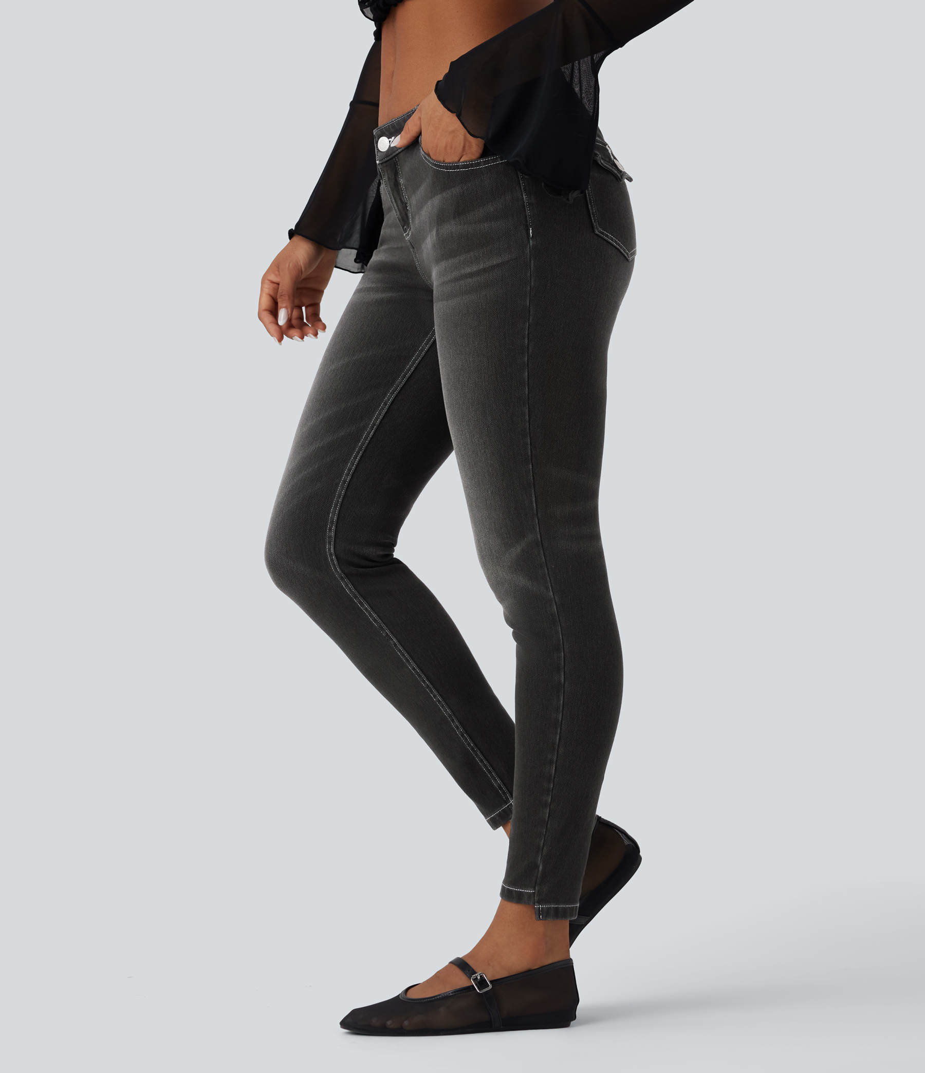 FlexLow Rise Casual Skinny Jeans with Pockets