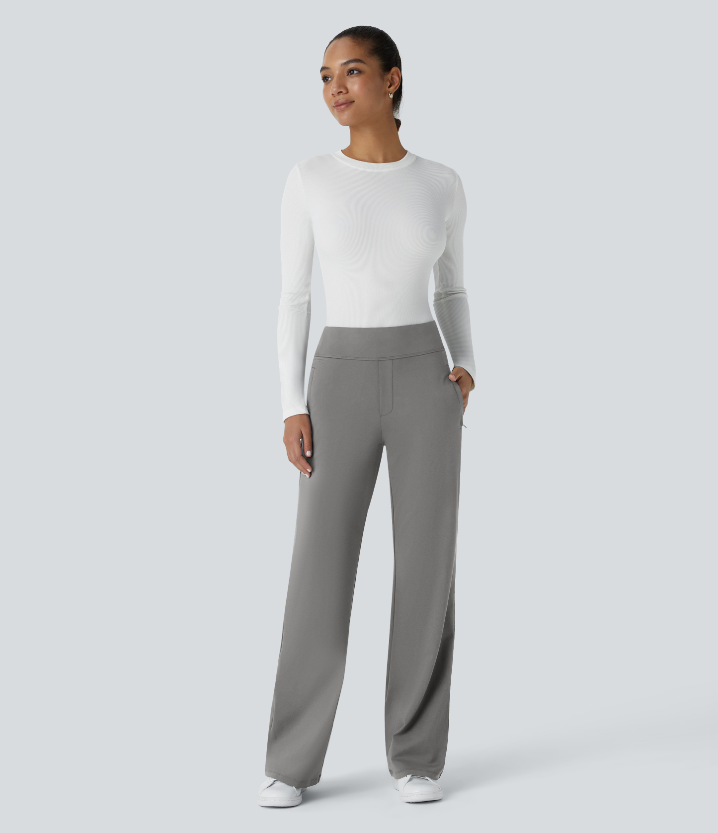 FlexMid Rise Side Zipper Pocket Work Flare Pants