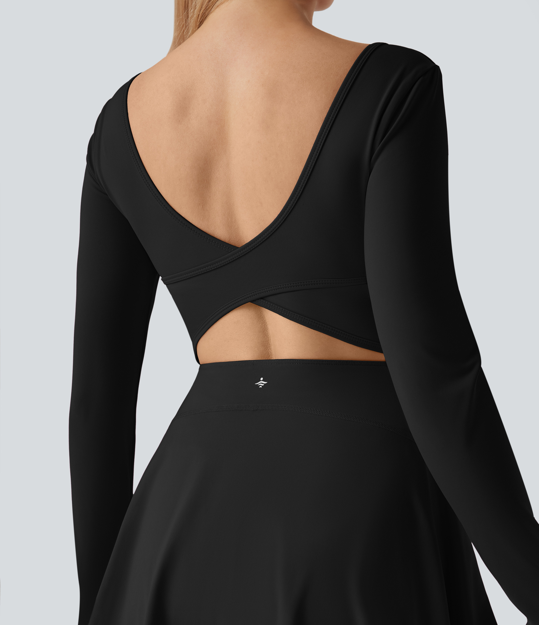 SoftlyZeroAiry U Neck Long Sleeve Thumb Hole 2-in-1 Cool Touch Mini Dance Active Dress with Pockets-Easy Peezy