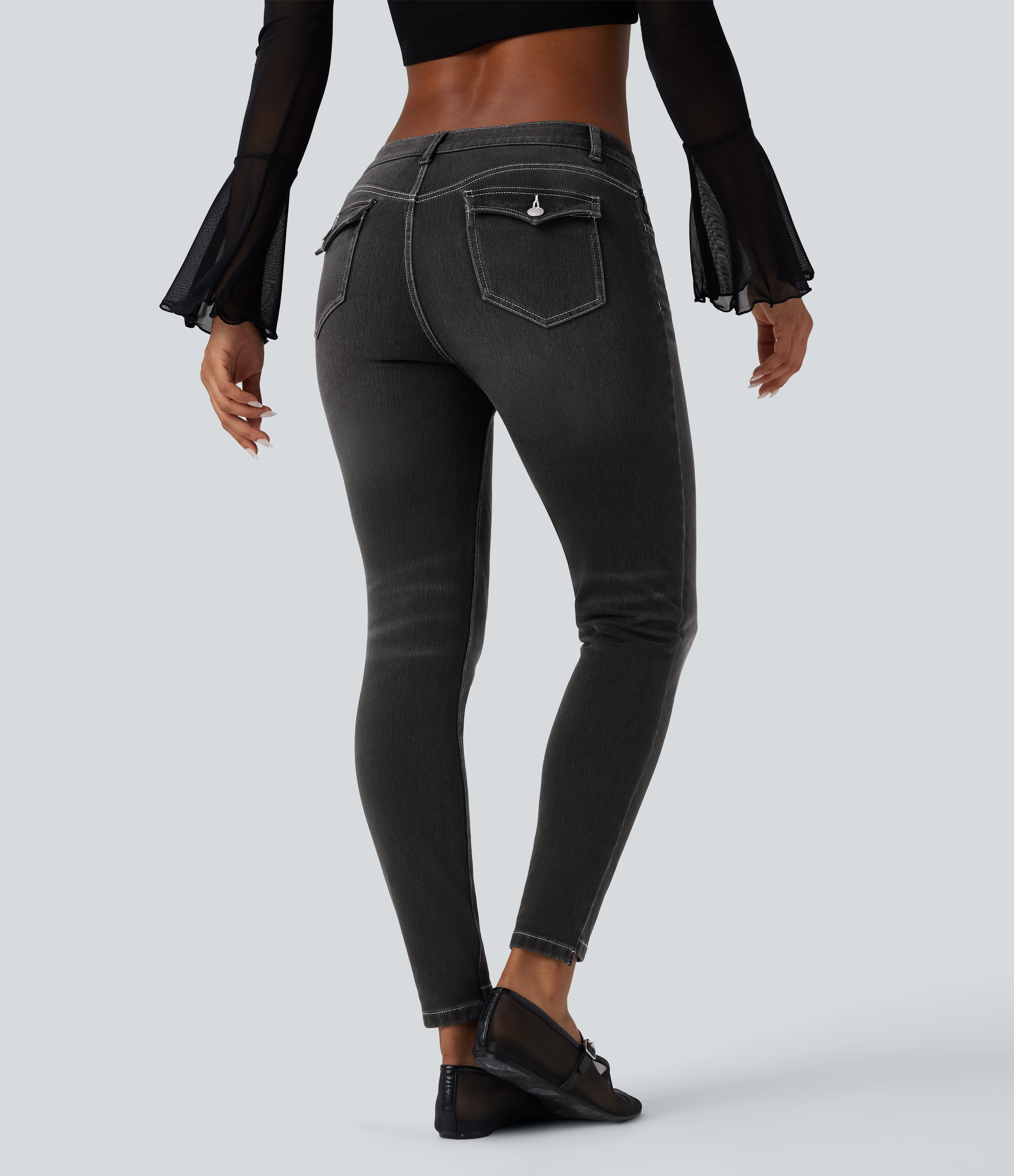 FlexLow Rise Casual Skinny Jeans with Pockets