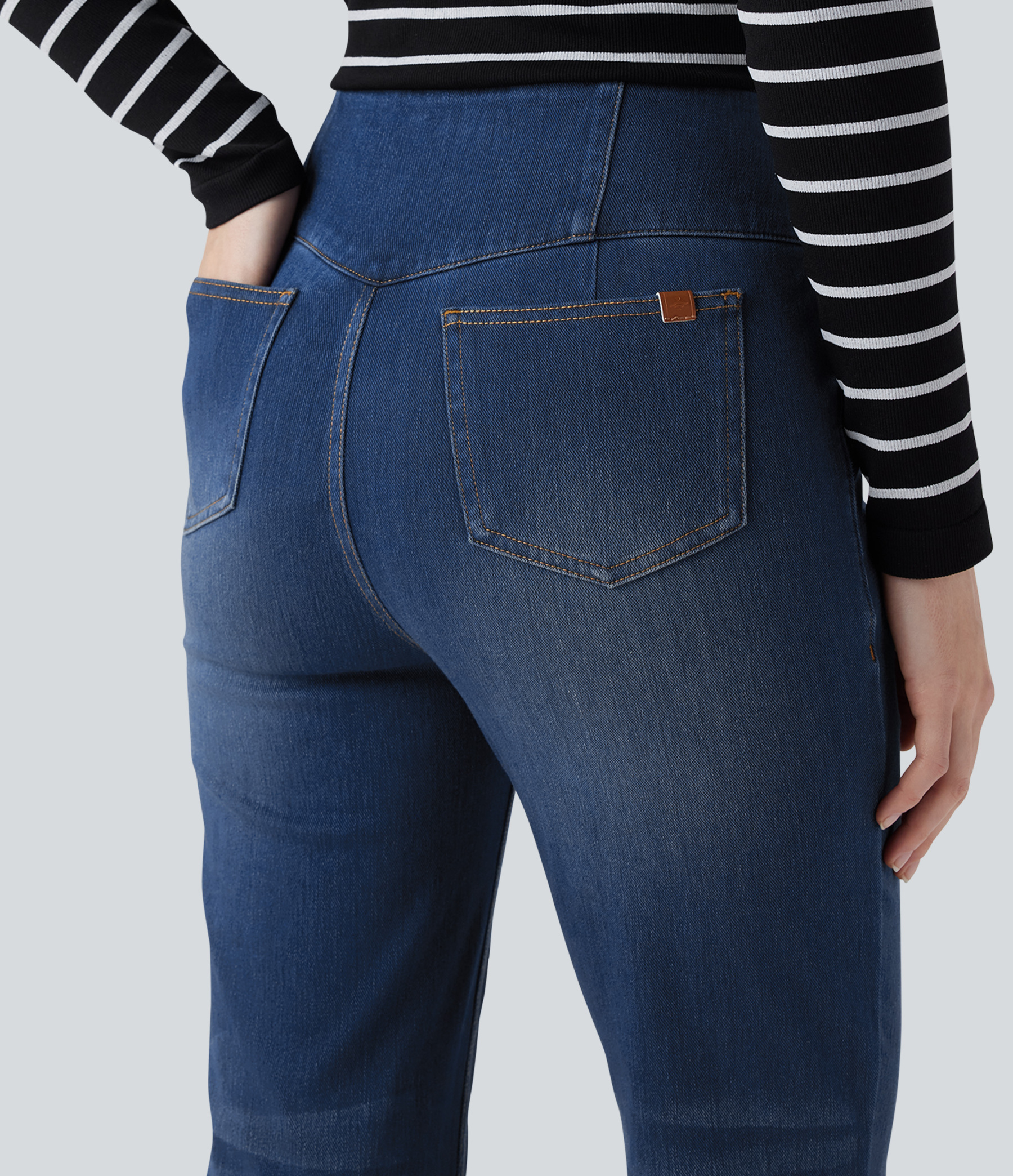 FlexHigh Waisted Bootcut Casual Jeans with Pockets