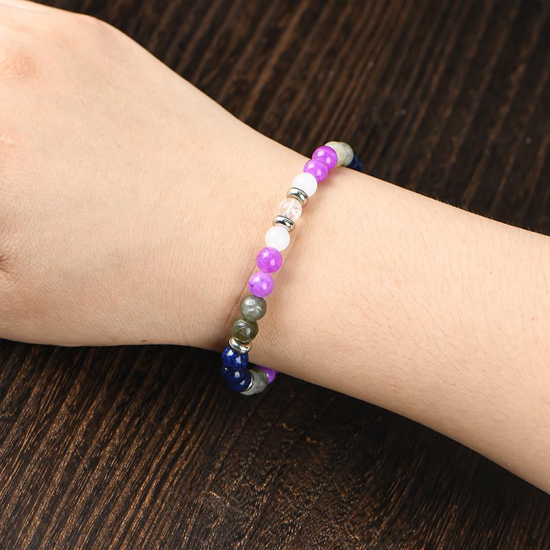 ARPURRAINA Memory Enhancement Crystal Bracelet Homeopathic Focus Clarity Aid 6mm Beaded Stone Jewelry for Determination Concentration Solid Format Elastic Wrist Rosary Adjustable 15-20cm