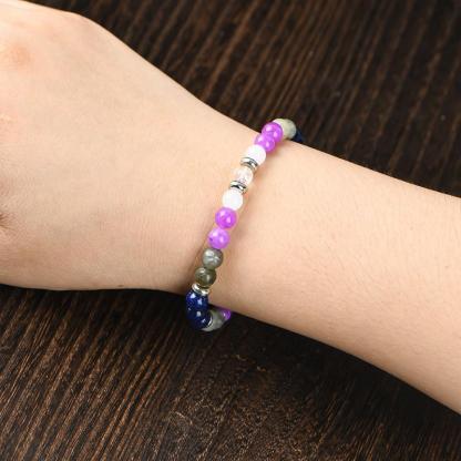 ARPURRAINA Memory Enhancement Crystal Bracelet Homeopathic Focus Clarity Aid 6mm Beaded Stone Jewelry for Determination Concentration Solid Format Elastic Wrist Rosary Adjustable 15-20cm